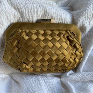 Bottega Veneta Vintage Gold Woven Pouch Clutch